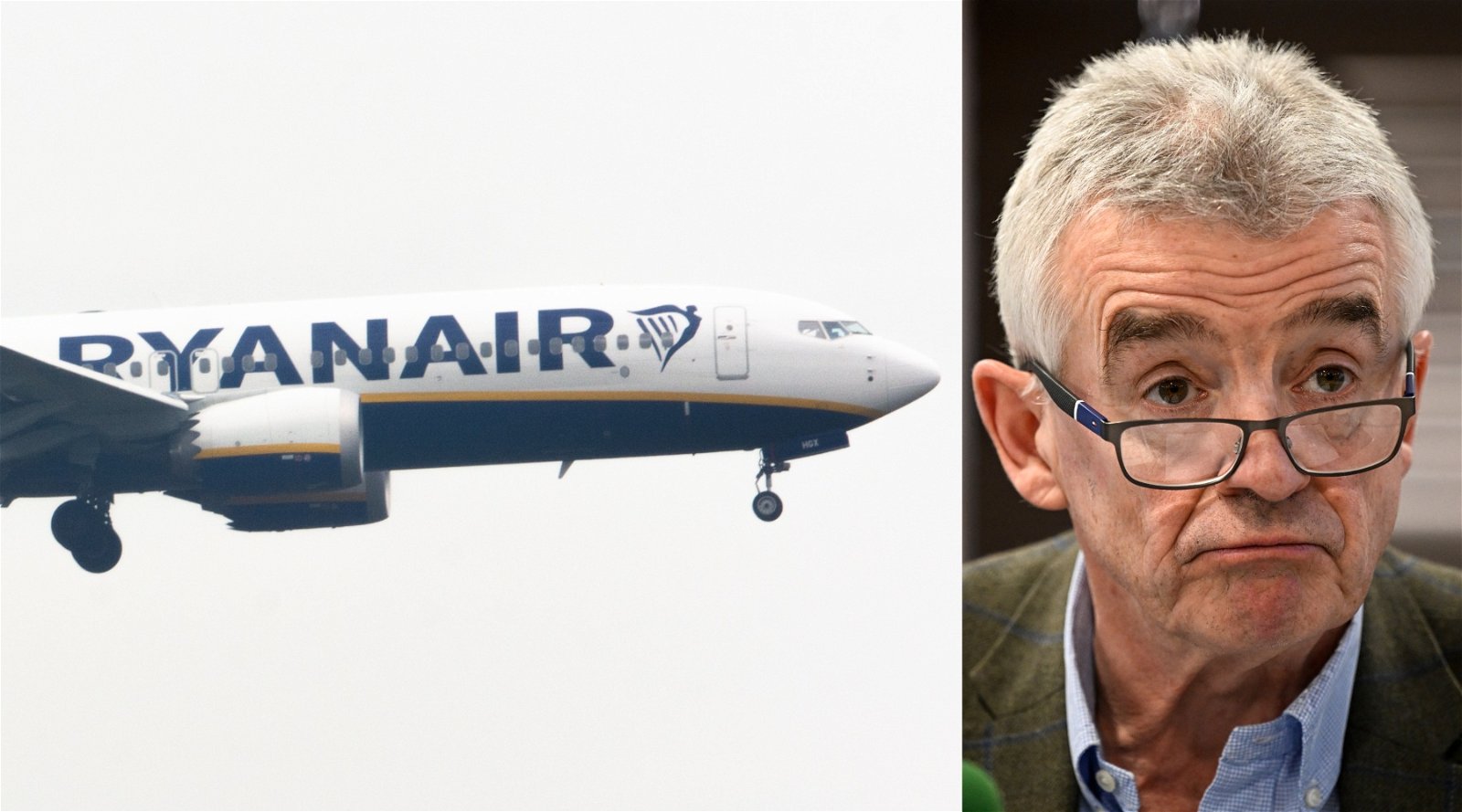 Vliegtuig van Ryanair en CEO Michael O'Leary